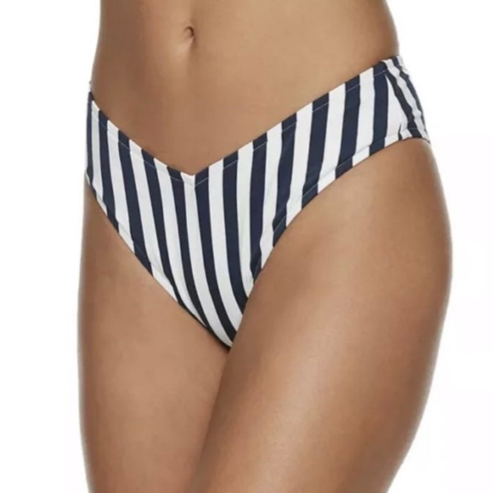 WeWoreWhat Delilah Size S Swimsuit bikini Bottom V Cut High Leg Navy